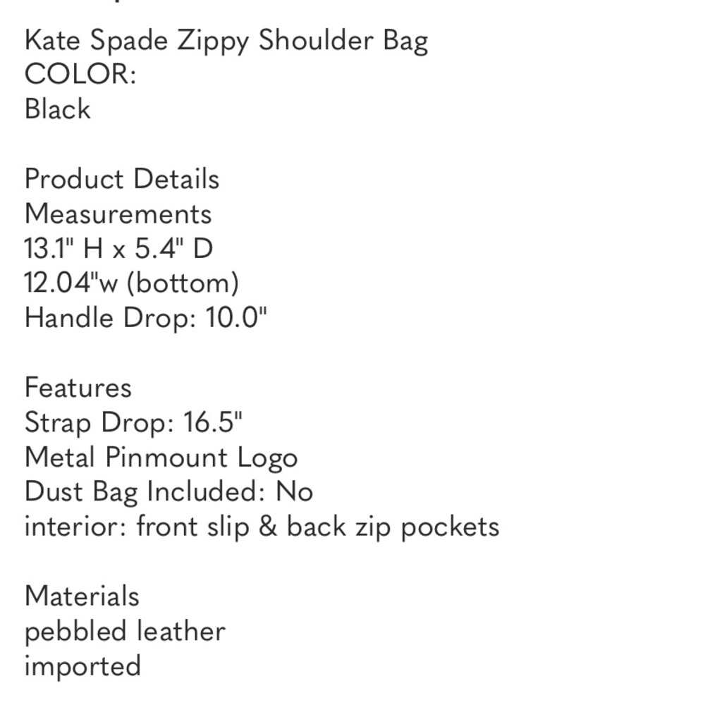 Kate Spade Zippy Black Pebbled Leather Hobo Large bag. - Picture 12 of 14